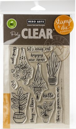 Hero Arts Clear Stamp & Die Combo - Hang In There Potted Plants
