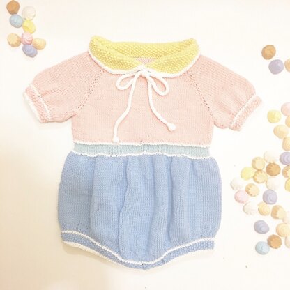 My own knitting design! marshmallow rompers!