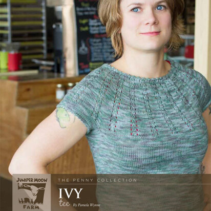 Ivy Laced Yoke Tee in Juniper Moon Findley DK Dappled - Downloadable PDF