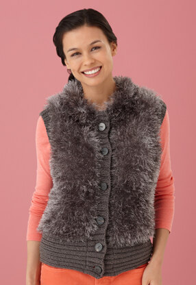 Voyager Vest in Lion Brand Vanna's Glamour and Fun Fur - L10353
