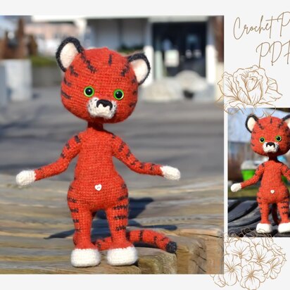 Crochet Pattern: Little Tigre toy PDF,