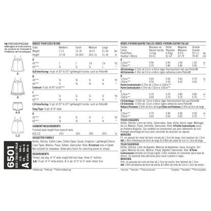 New Look 6501 Babies' Dress and Romper 6501 - Paper Pattern, Size A (NB-S-M-L)