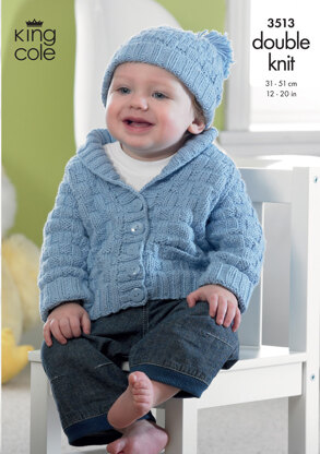 Baby Blanket, Hat and Jacket in King Cole Cottonsoft DK - 3513