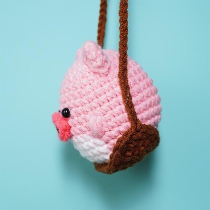 Swinging Pink Pig Car Hanging