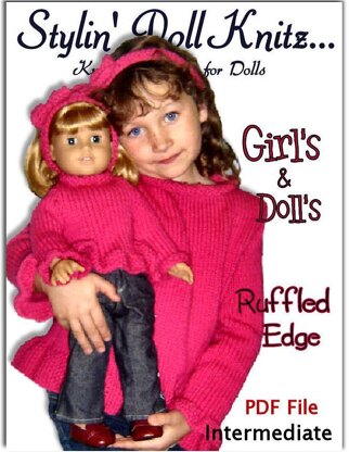 Sweater Knitting Patterns, fit girls 4-10, American Girl and 18 inch dolls. 542