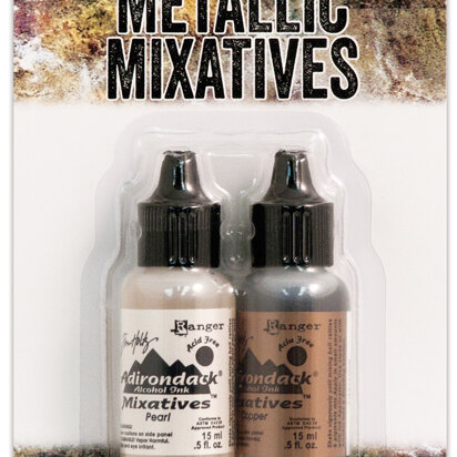 Ranger Tim Holtz Alcohol Ink Metallic Mixatives .5oz 2/Pkg - Pearl & Copper