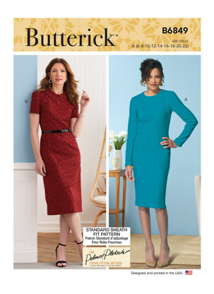 Butterick Passform-Musterkleider für Damen mit optionalem Kragen B6849 - Schnittmuster