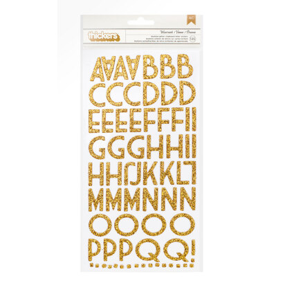 American Crafts Thickers Wisecrack Alphabet Chipboard Gold DuoTone Glitter (135 Piece)