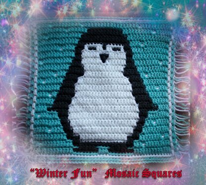 Winter Fun Mosaic Square - Perky Penguin