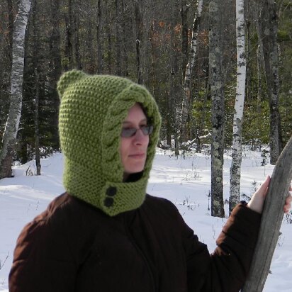 Cable Framed Hooded Cowl - knitting pattern