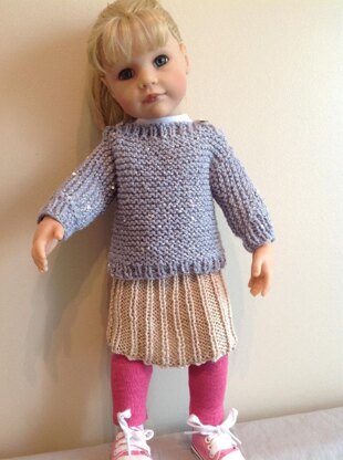 Easy Knit jumper and skirt. 18" doll