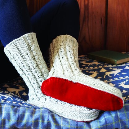Cabled Slipper Socks - Knitting Pattern for Christmas in Debbie Bliss Cashmerino Aran