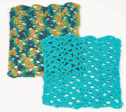 Cascading Shells Crochet Washcloth in Plymouth Yarn Fantasy Naturale - F224