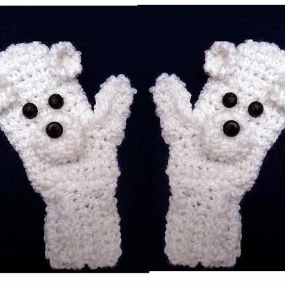 737 Polar Bear Crochet Mittens Age 3 to Adult