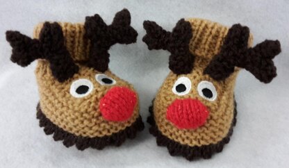 Reindeer Baby Booties - Newborn to 6-9 Months