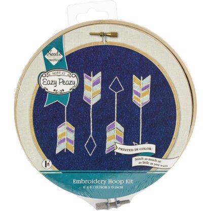 Needle Creations Easy Peasy Embroidery Kit - Arrows Stamped on Denim - 6in