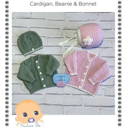 Ace Baby Cardigan, Hat & Bonnet 0-6mths