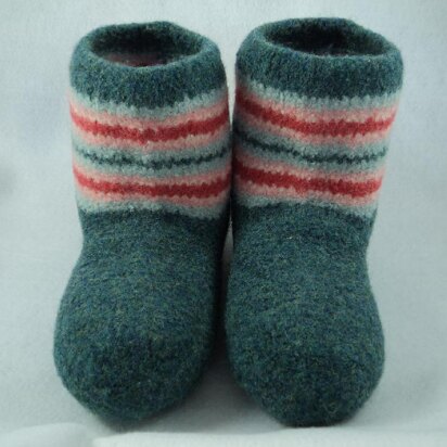 Boot Style Slippers Felted Knit for Women - knitting pattern