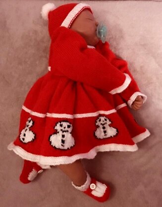 Reborn / Baby Christmas Snowman Dress,Hat & Booties