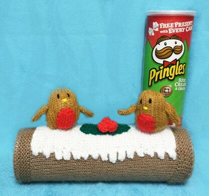 Christmas Yule Log with Robins Pringles Cover