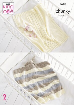 Blankets Knitted in King Cole Ultra-Soft Chunky - 5687 - Downloadable PDF