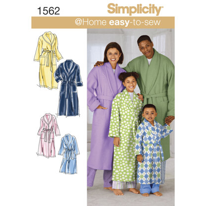 Simplicity Child's, Teens' and Adults' Robe and Belt 1562 - Sewing Pattern