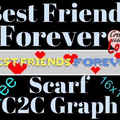 Best Friends Forever hearts Scarf C2C graph