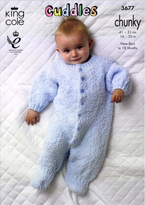 Hooded Snowsuit and Sleepsuit in King Cole Cuddles Multi - 3677