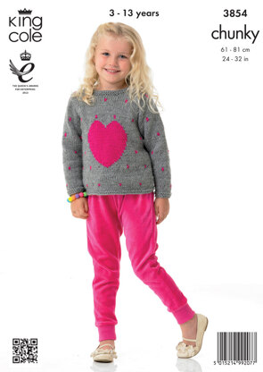 Girls' Sweaters in King Cole Big Value Chunky - 3854