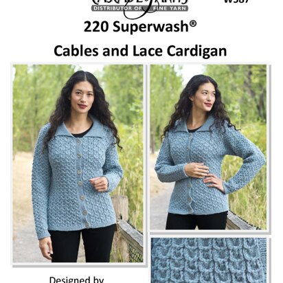 Cables and Lace Cardigan in Cascade Yarns 220 Superwash® - W587 - Downloadable PDF