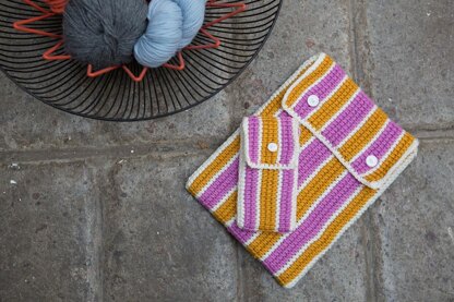 Tunisian Striped Gadget Cosies