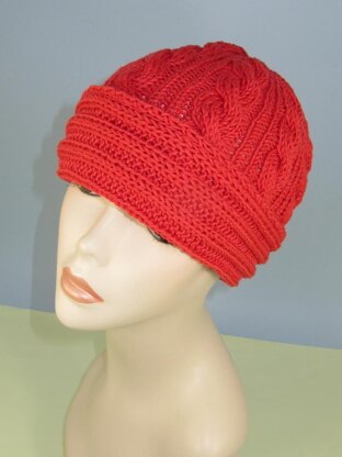 Rib Cuff Cable Beanie Hat