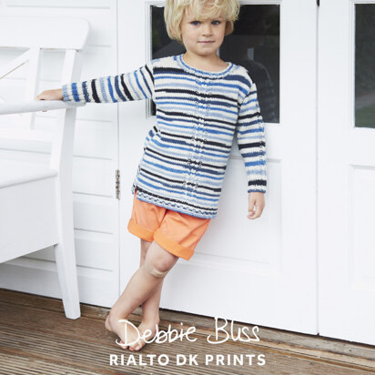 "Cable Detail Jumper" - Jumper Knitting Pattern For Boys in Debbie Bliss Rialto DK Prints