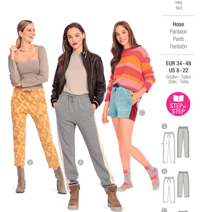 Burda Style Misses' Jogging Pants in Three Lengths with Side Stripes B6054 - Paper Pattern, Size 8-22 (34-48)