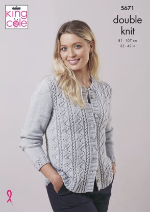 Cardigan and Sweater Knitted in King Cole Merino Blend DK - 5671 - Downloadable PDF