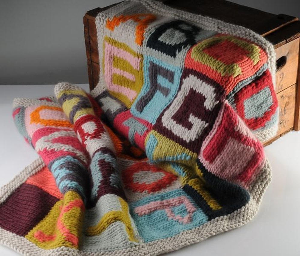 Alphabet blanket best sale knitting pattern