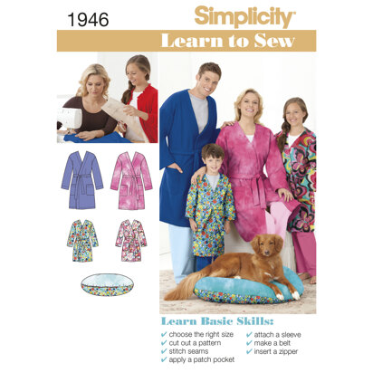 Simplicity Learn to Sew Child's Teen's & Adults' Robe 1946 - Paper Pattern, Size A (XS - L / XS - XL)