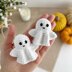 Crochet ghost pattern no sew Amigurumi ghost keychain charm Halloween ornament Car mirror hanger Keyring crochet bag charm