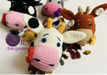 Cute Mini Crochet Cow Plush Crochet Cow Keychain Mini Cow Amigurumi Crochet  Keychain Crochet Cow Plush 