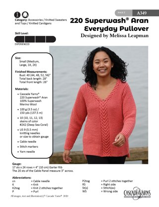 Everyday Pullover in Cascade Yarns 220 Superwash® Aran - A349 - Downloadable PDF