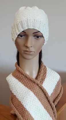 Sky - woven stitch beanie and cowl