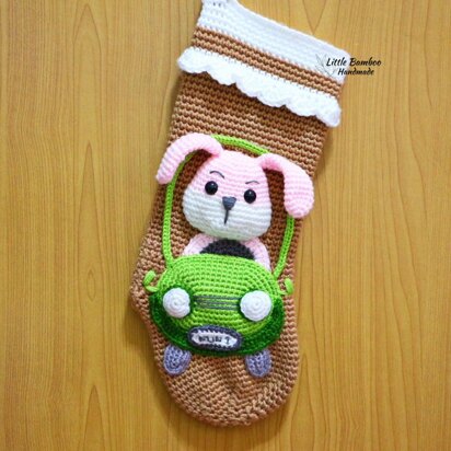 Rabbit In Car Christmas Stocking