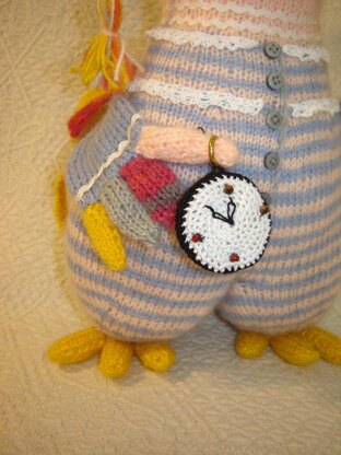Toy Knitting Patterns - Knit Rooster with an alarm clock