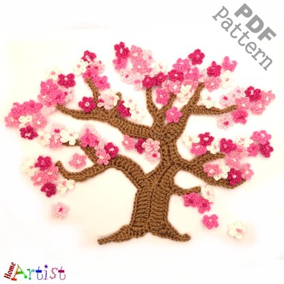 100 flowers tree crochet applique