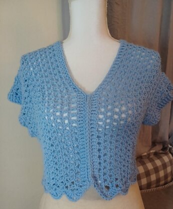 Pastel Blue Crochet Lace Top