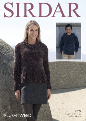 Hooded Sweater and Cowl Neck Sweater in Sirdar Plushtweed - 7872- Downloadable PDF
