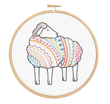 Hawthorn Handmade Sheep Contemporary Printed Embroidery Kit - 13.5 x 12cm