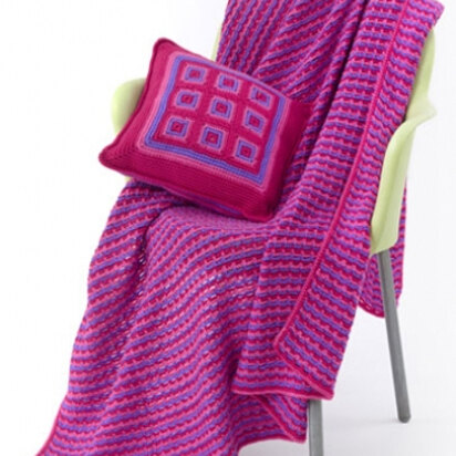 Tween Pillow & Throw in Caron Simply Soft Brites - Downloadable PDF