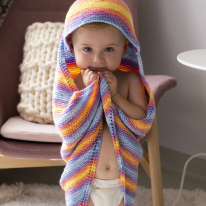 Rainbow Hooded Afghan in Lion Brand Ice Cream - L90141 - Downloadable PDF - knitting pattern