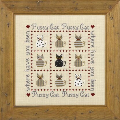 Historical Sampler Company Pussy Cat, Pussy Cat Cross Stitch Kit - 21cm x 21cm